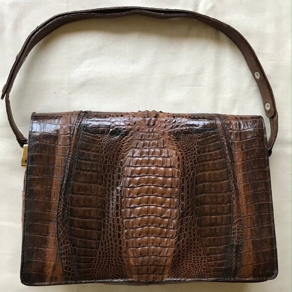 IRV Crocodile Vintage Leather Bag with Adjustable Strap - Picture 6 of 15